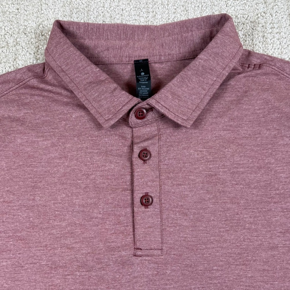 Lululemon Mens Large Maroon Evolution Short Sleeve Polo Shirt